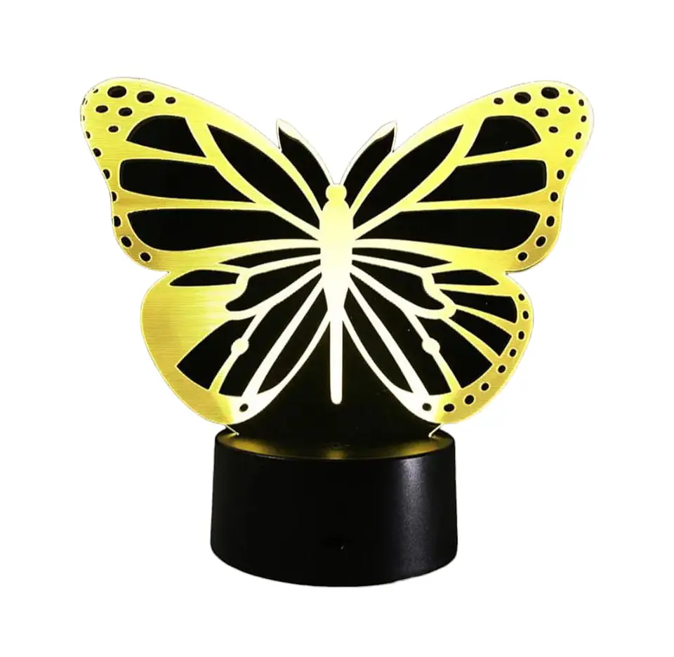 Lampara 3D Mariposa de 7 colores 3