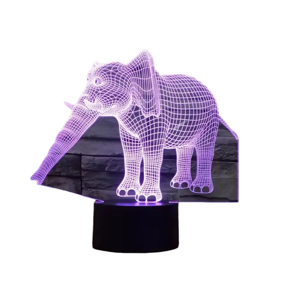Lampara 3D Elefante de 7 colores 1