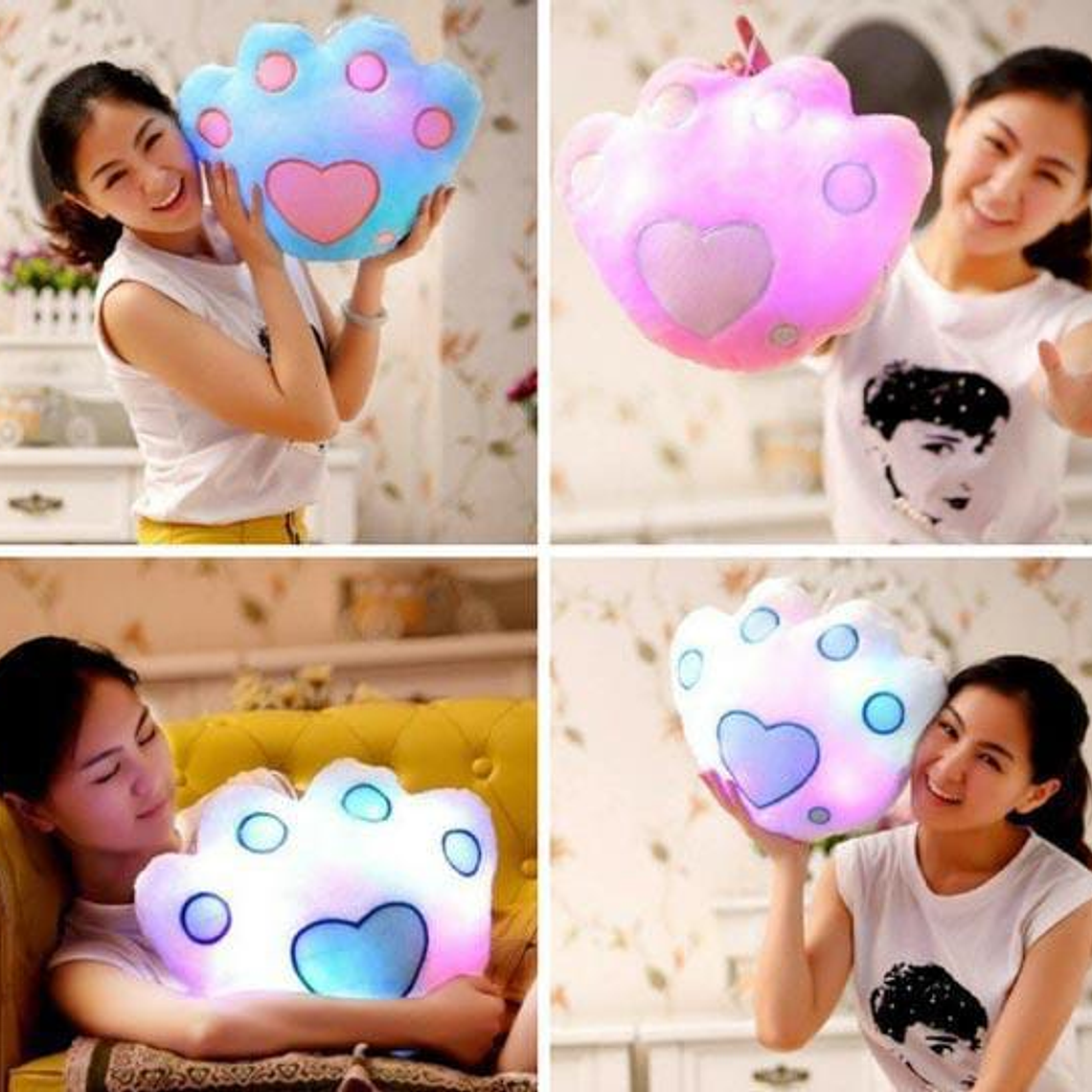 Cojin Led Huella Morado 3