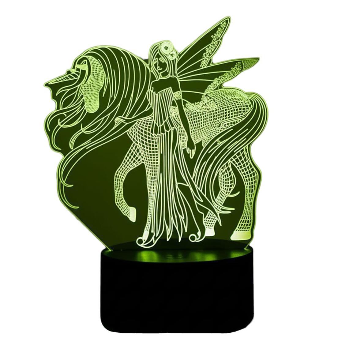 Lampara 3D Unicornio Hada de 7 colores 3