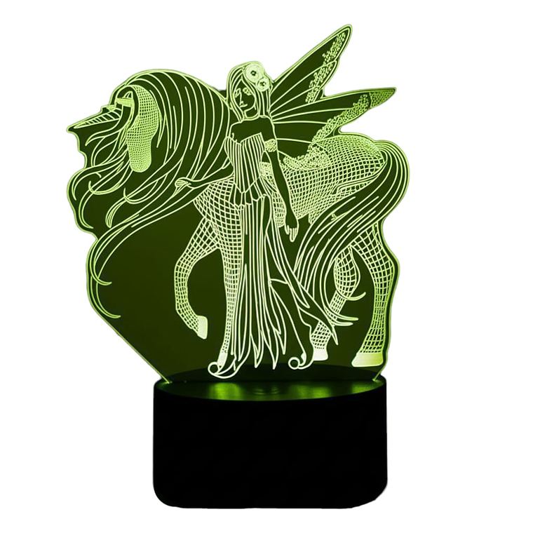 Lampara 3D Unicornio Hada de 7 colores 3