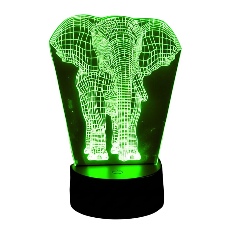 Lampara 3D Elefante de 7 colores 3