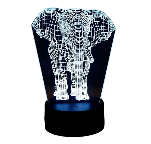 Lampara 3D Elefante de 7 colores