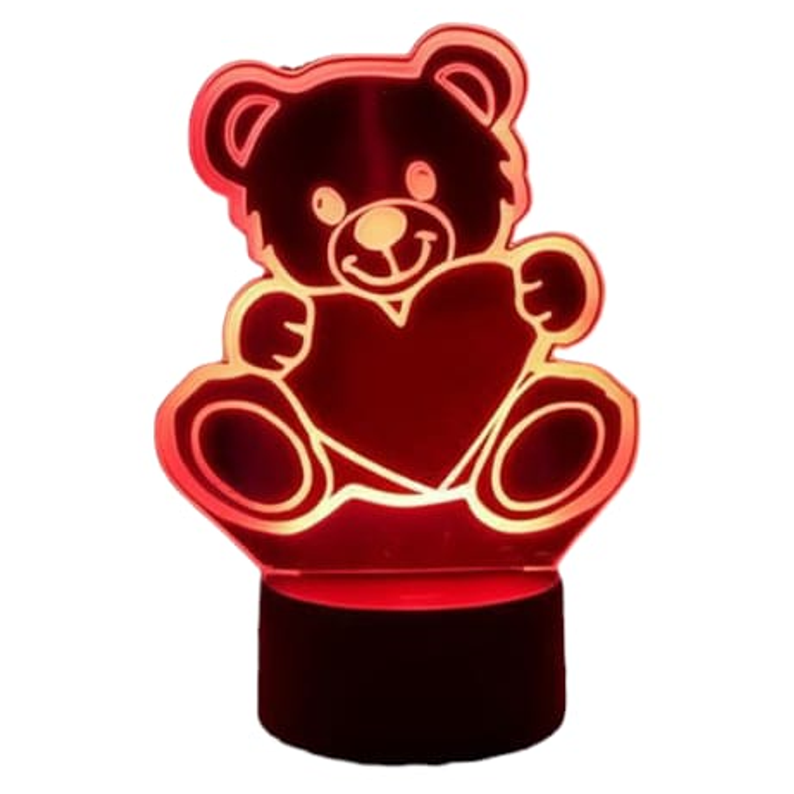 Lampara ilusión 3D Oso Corazon de 7 colores 1