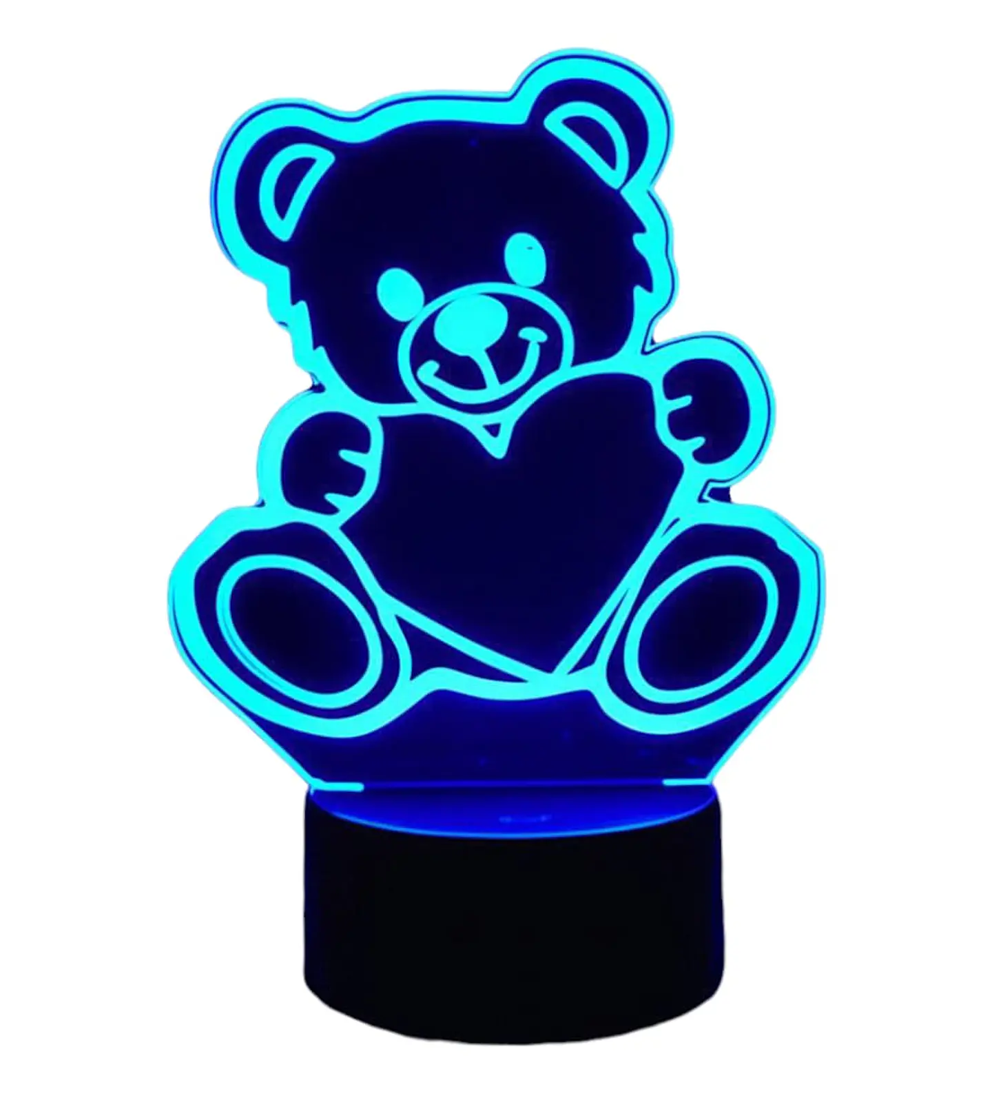 Lampara ilusión 3D Oso Corazon de 7 colores 3