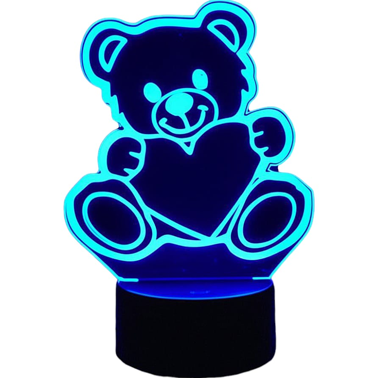 Lampara ilusión 3D Oso Corazon de 7 colores 3