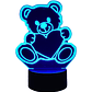 Lampara ilusión 3D Oso Corazon de 7 colores - Miniatura 3