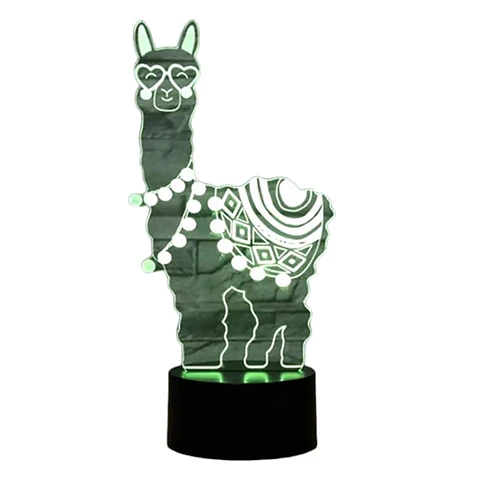 Lampara ilusión 3D Llama de 7 colores