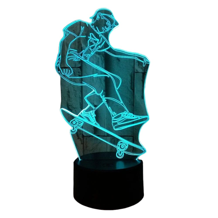 Lampara ilusión 3D Niño Skate de 7 colores 2