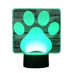 Lampara ilusión 3D Huella perro de 7 colores