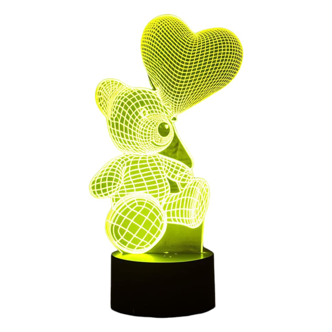 Lampara ilusión 3D Oso globo Corazon de 7 colores 3