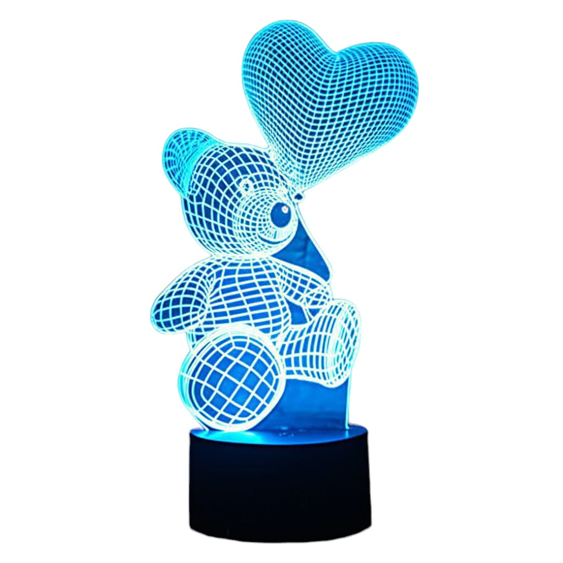 Lampara ilusión 3D Oso globo Corazon de 7 colores 2