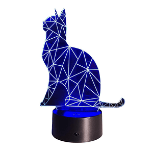 Lampara 3D Gato de 7 colores