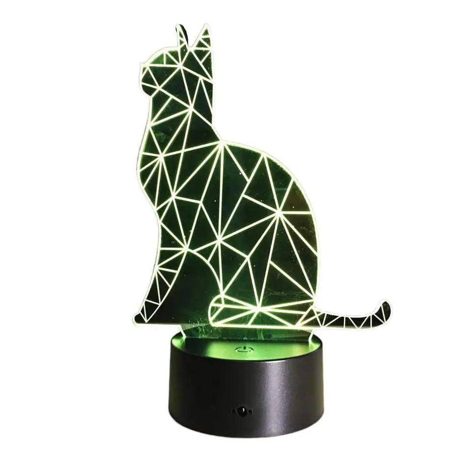 Lampara 3D Gato de 7 colores 2