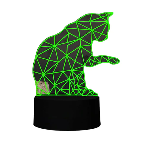 Lampara 3D Gato de 7 colores