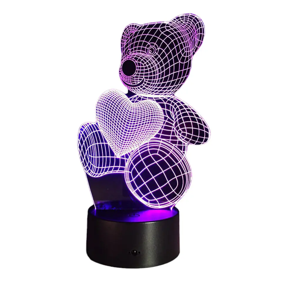 Lampara 3D Oso Corazon de 7 colores 4