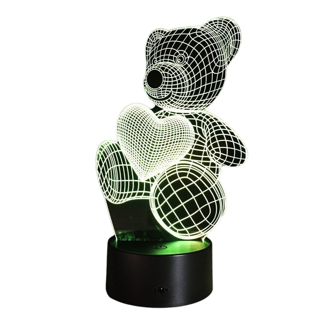 Lampara 3D Oso Corazon de 7 colores 3