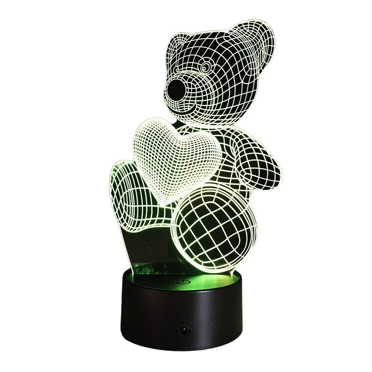 Lampara 3D Oso Corazon de 7 colores 3