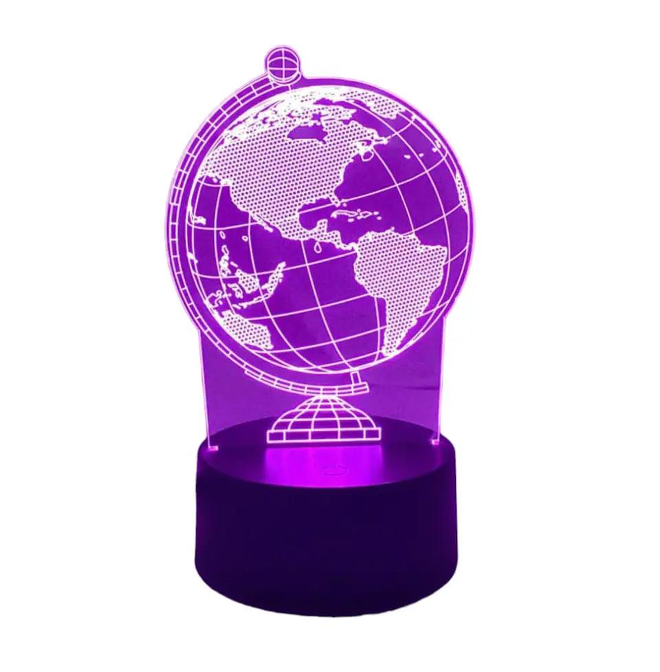 Lampara 3D Globo Terraqueo de 7 colores 2
