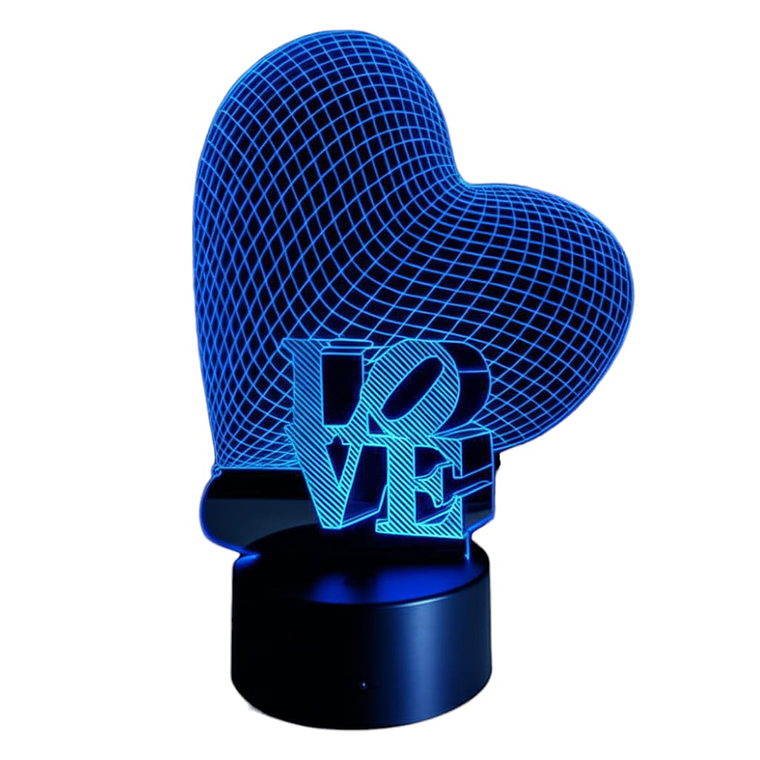 Lampara 3D Corazon Love de 7 colores 2