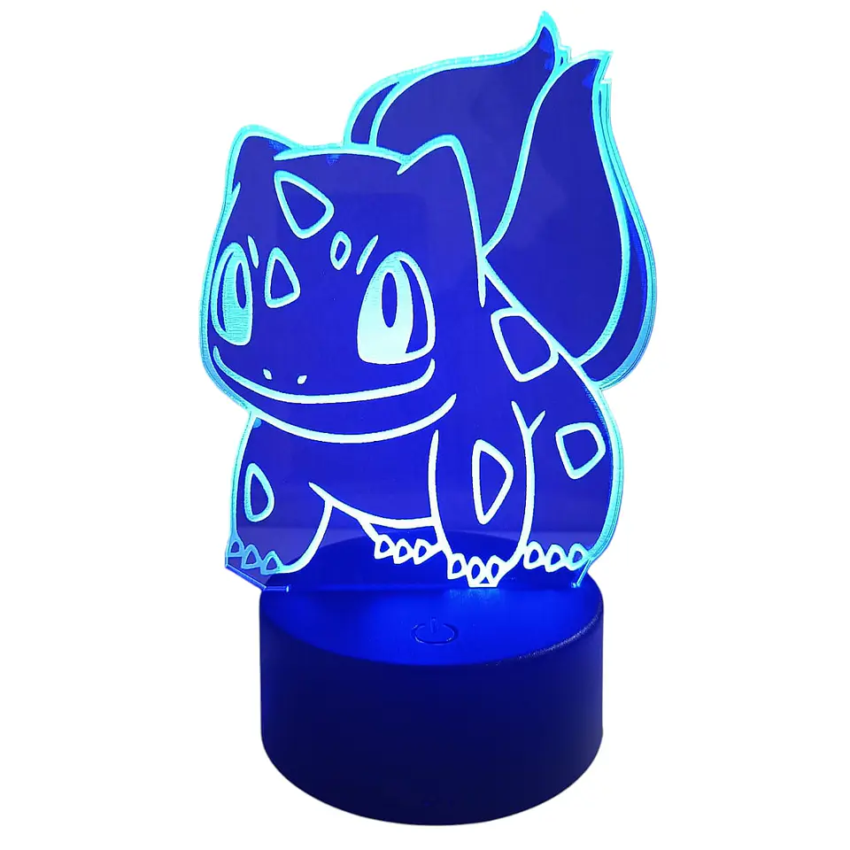 Lámpara LED 3D Pokémon Bulbasaur 7 Colores con Caja de Regalo 2
