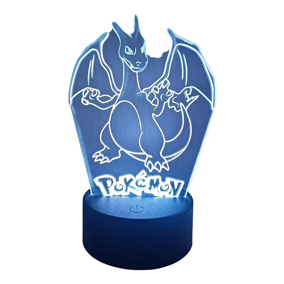 Lampara ilusión 3D Pokémon Charizard de 7 colores 5