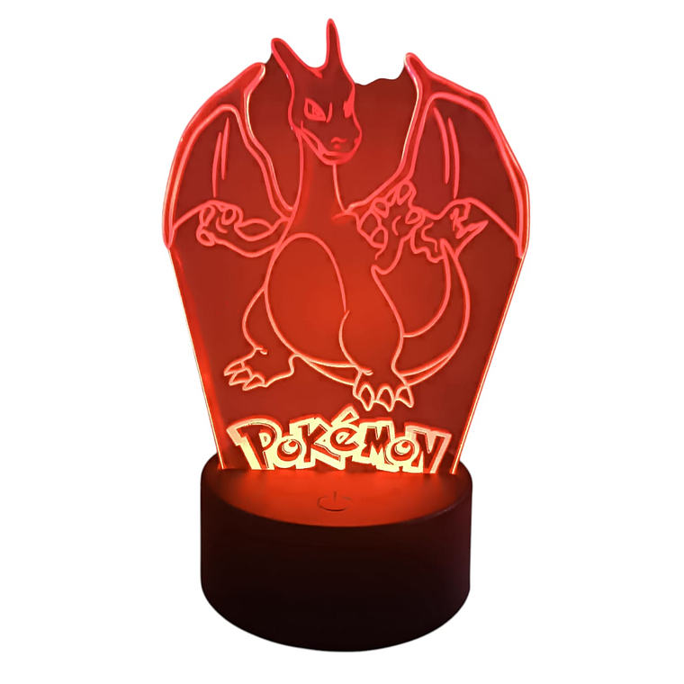 Lampara ilusión 3D Pokémon Charizard de 7 colores 1
