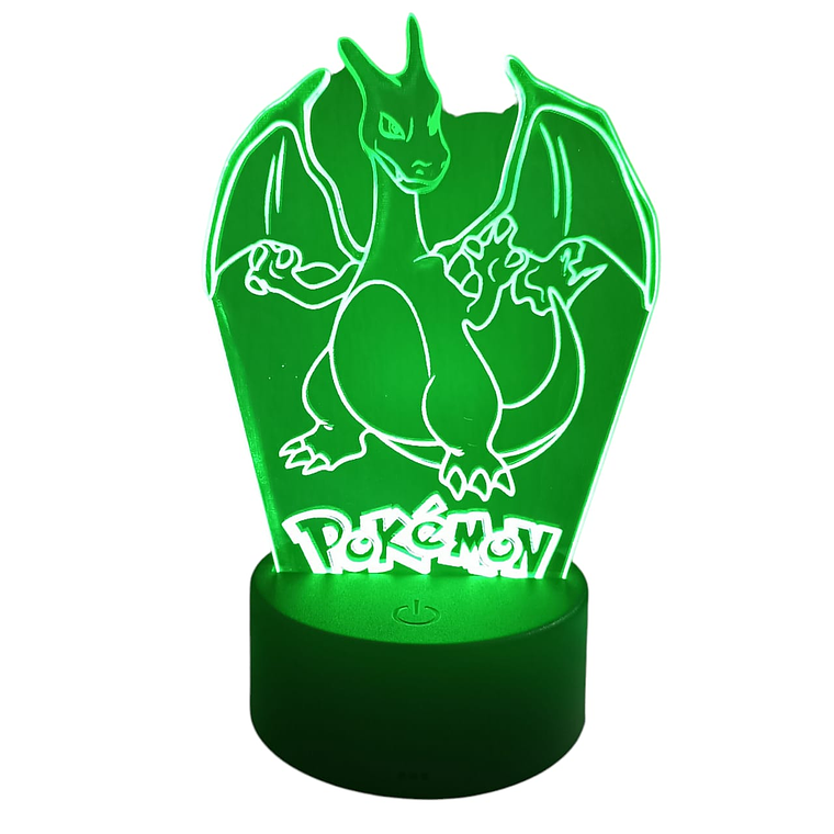 Lampara ilusión 3D Pokémon Charizard de 7 colores 3