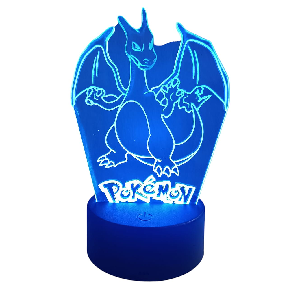 Lampara ilusión 3D Pokémon Charizard de 7 colores
