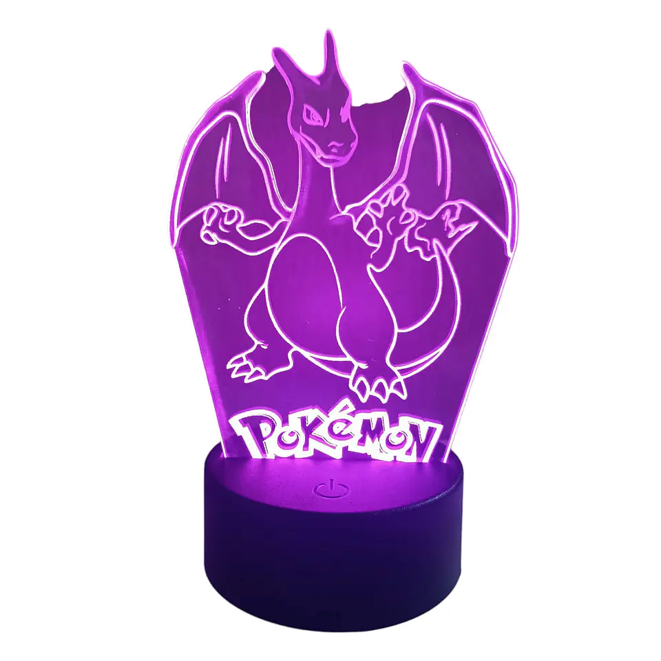Lampara ilusión 3D Pokémon Charizard de 7 colores 2