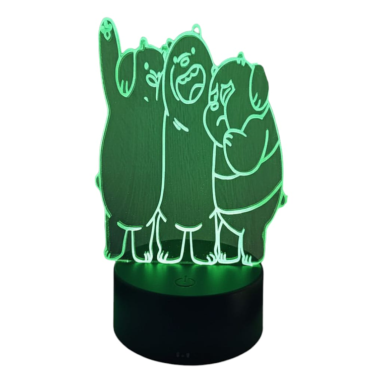 Lampara 3D Osos Escandalosos 7 colores 3