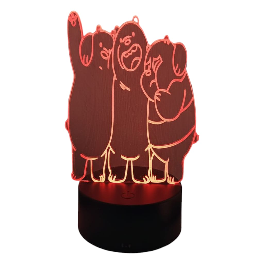 Lampara 3D Osos Escandalosos 7 colores