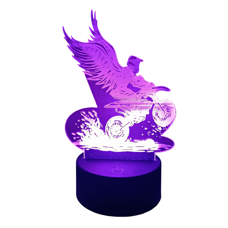 Lampara 3D Moto Alas de 7 colores 3