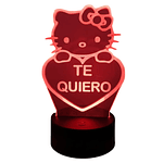 Lampara 3D Hello kitty de 7 colores frase Te Quiero