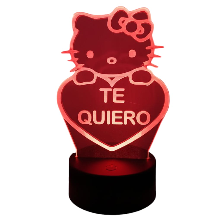 Lampara 3D Hello kitty de 7 colores frase Te Quiero 1