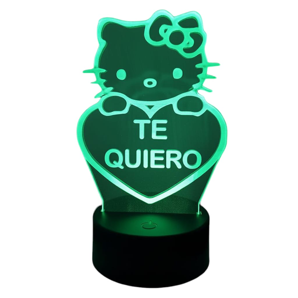 Lampara 3D Hello kitty de 7 colores frase Te Quiero