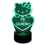 Lampara 3D Hello kitty de 7 colores frase Te Quiero