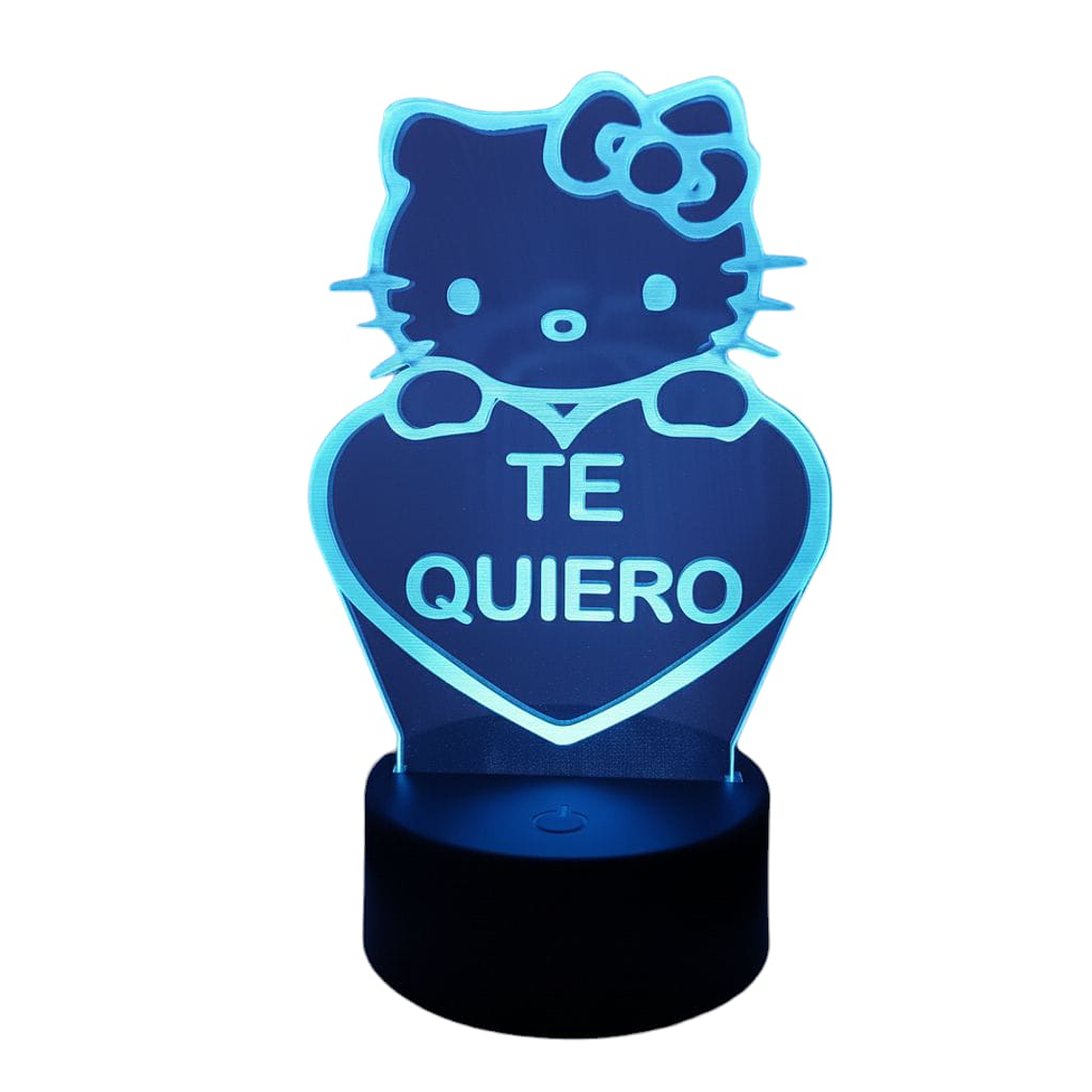 Lampara 3D Hello kitty de 7 colores frase Te Quiero 2