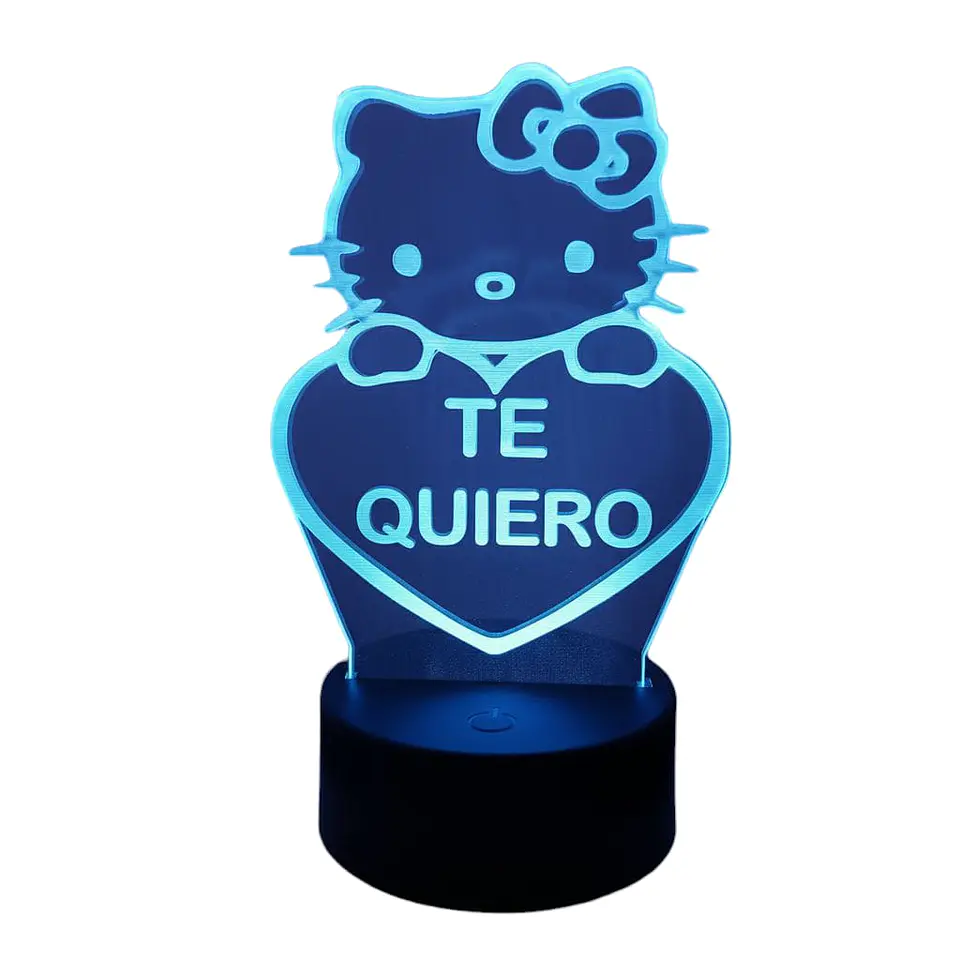 Lampara 3D Hello kitty de 7 colores frase Te Quiero 2