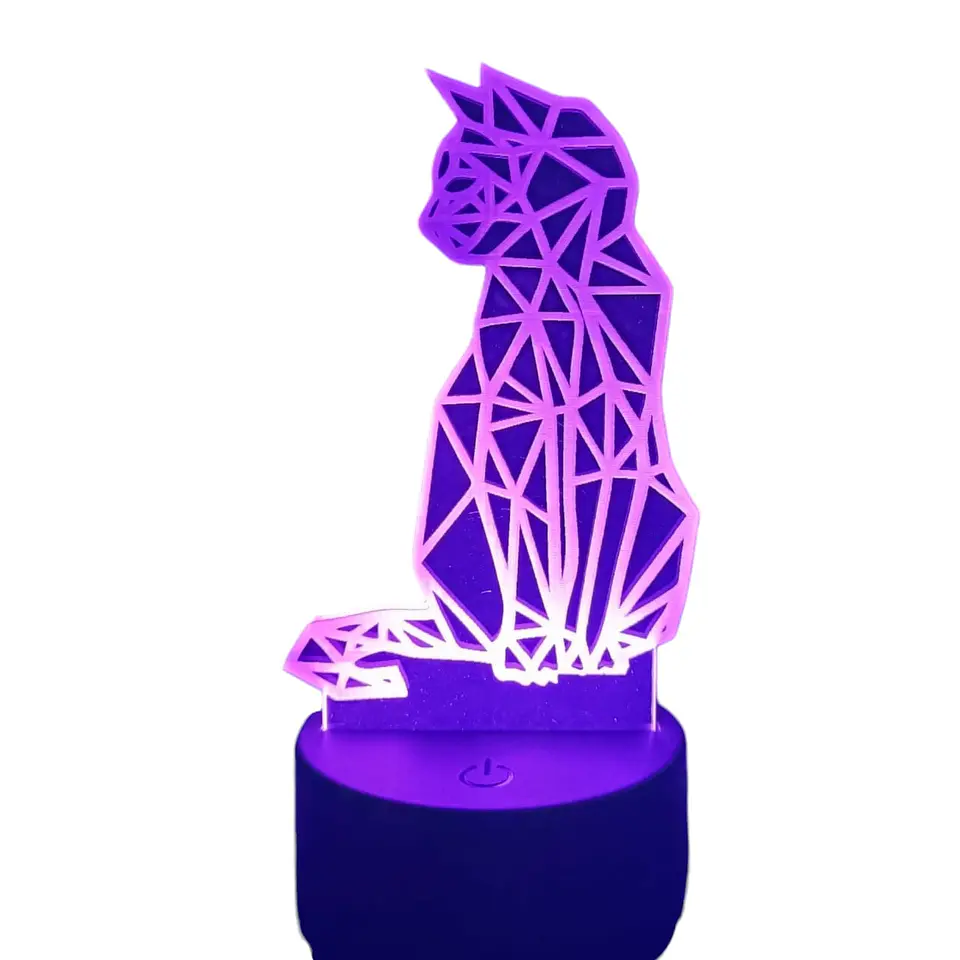 Lampara 3D Gato Holografico de 7 colores 1