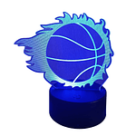 Lampara 3D Pelota Basquetbol  de 7 colores