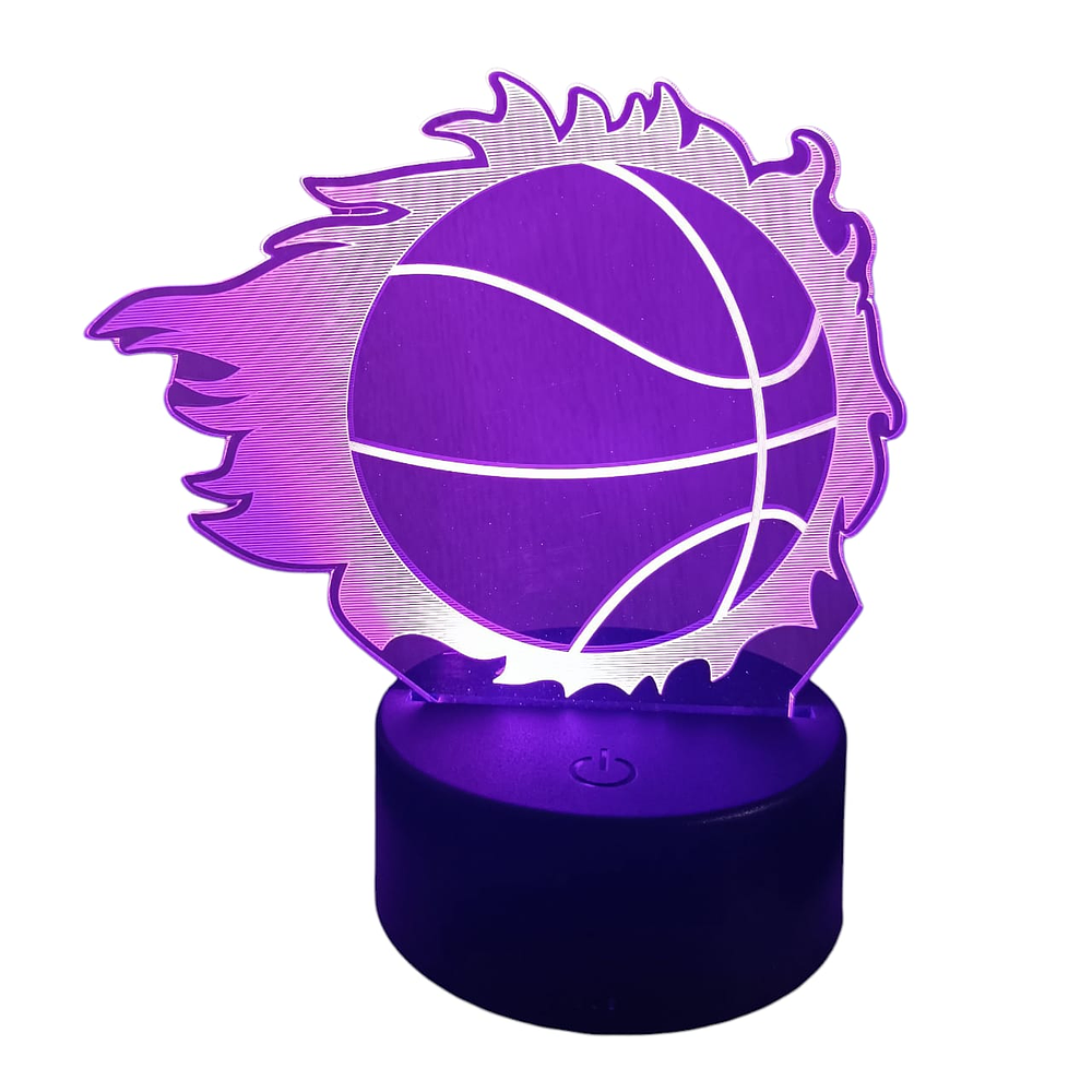 Lampara 3D Pelota Basquetbol  de 7 colores
