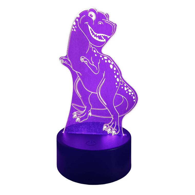 Lampara 3D Dinosaurio Feliz de 7 colores 2