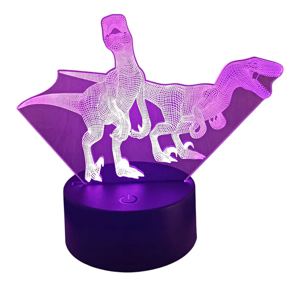 Lampara 3D Pareja de Dinosaurios 7 colores 3