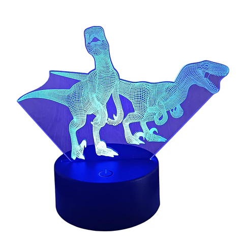 Lampara 3D Pareja de Dinosaurios 7 colores