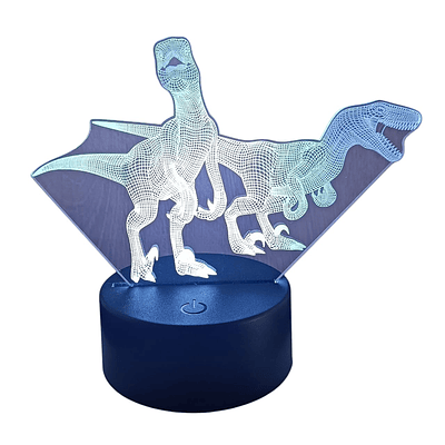 Lampara 3D Pareja de Dinosaurios 7 colores