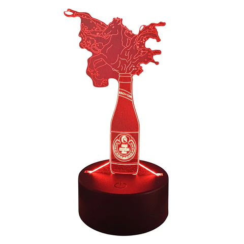 Lampara ilusión 3D Cerveza Red Horse de 7 colores