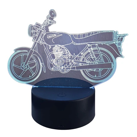 Lampara ilusión 3D Moto Clasica de 7 colores