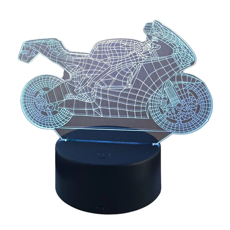 Lampara ilusión 3D Moto Clasica de 7 colores 3