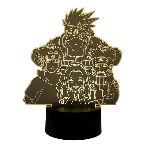 Lampara 3D Naruto Grupo 7 colores
